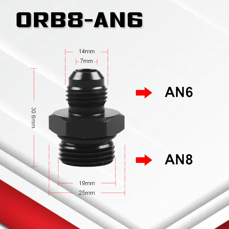 (B02)อะแดปเตอร์ข้อต่อลด-ขยายหัวฟิตติ้งAN6 AN8 AN10 ออกเกลียวORB Male อะแดปเตอร์น้ํามันเชื้อเพลิง