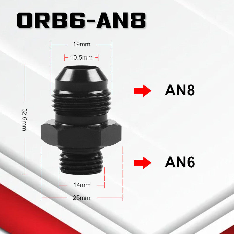 (B02)อะแดปเตอร์ข้อต่อลด-ขยายหัวฟิตติ้งAN6 AN8 AN10 ออกเกลียวORB Male อะแดปเตอร์น้ํามันเชื้อเพลิง
