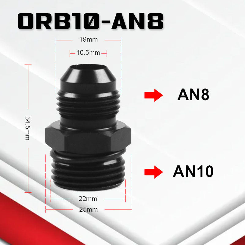 (B02)อะแดปเตอร์ข้อต่อลด-ขยายหัวฟิตติ้งAN6 AN8 AN10 ออกเกลียวORB Male อะแดปเตอร์น้ํามันเชื้อเพลิง