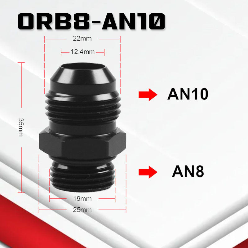 (B02)อะแดปเตอร์ข้อต่อลด-ขยายหัวฟิตติ้งAN6 AN8 AN10 ออกเกลียวORB Male อะแดปเตอร์น้ํามันเชื้อเพลิง