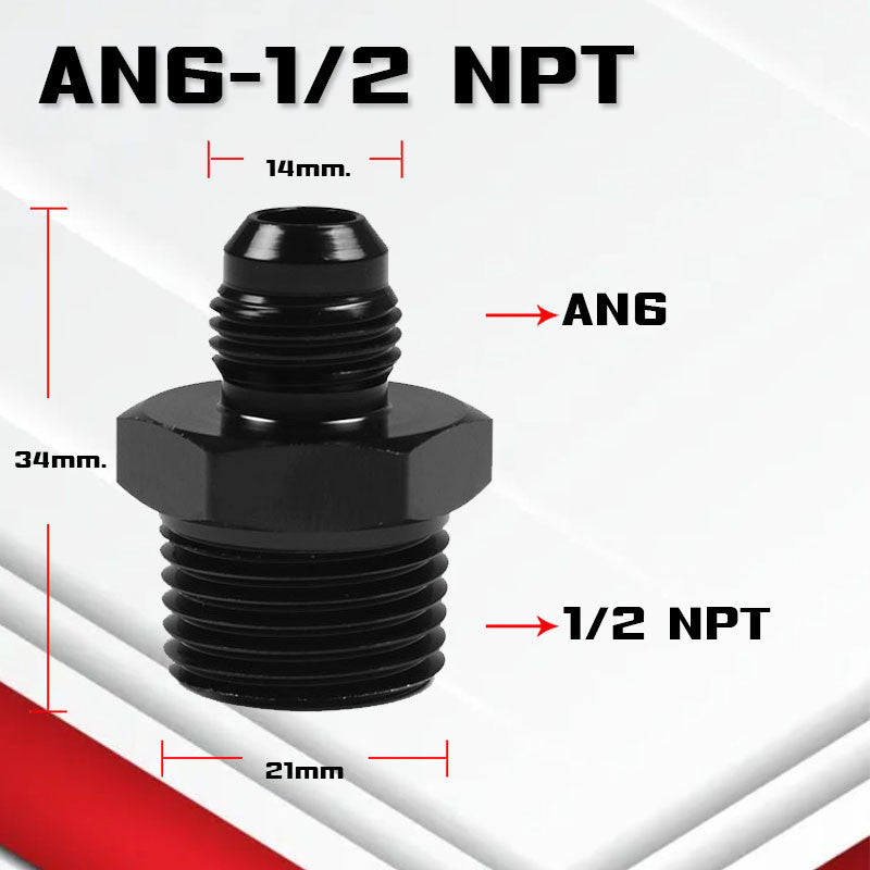 (B04)อะแดปเตอร์ข้อต่อเกลียวANออกเกลียวNPT An3-12 ออก 1/8npt 1/4Npt 3/8Npt 1/2Npt 3/4Npt ใช้กับระบบน้ำมัน
