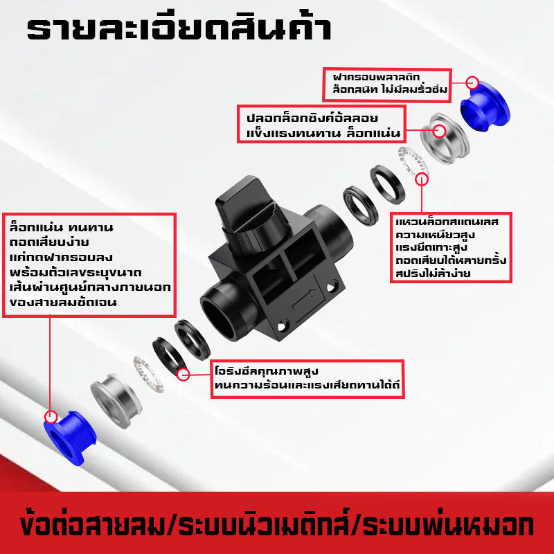ข้อต่อHVFF วาล์วปรับลม ข้อต่อปรับลม เปิดปิดแบบบิด อุปกรณ์นิวเมติกแบบบิด ปรับการไหลของลม